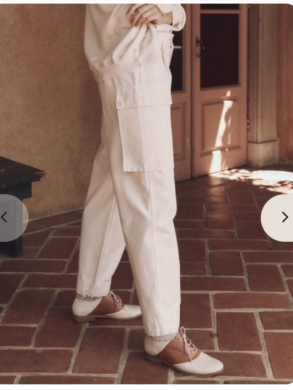 THE GREAT. Convoy Straight-Leg Cargo Pants in Cream - Picture 3 of 12